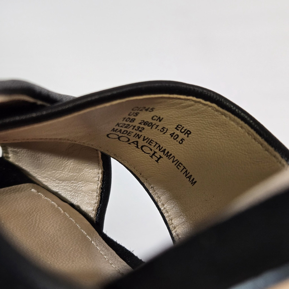 Coach Nelly Raffia Platform Chunky Heel Sandals Black Size 10 NIB Party Designer - Picture 10 of 13